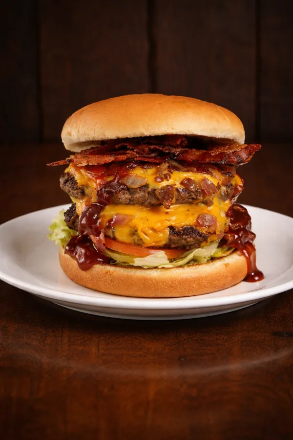 The Tex-Mex El Fuego burger with pepper jack, pico de gallo, and chipotle sauce